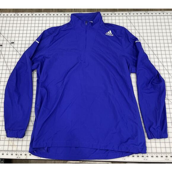 adidas Jackets & Blazers - Adidas Running Jacket Pockets Thumb Holes Women’s Blue 2XL Light Weight I5